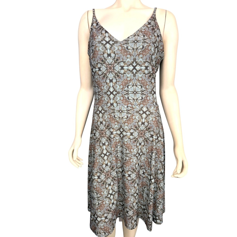 Deborah Viereck Dress L Abstract Print Stretch Slip Travel-Friendly Packable‎